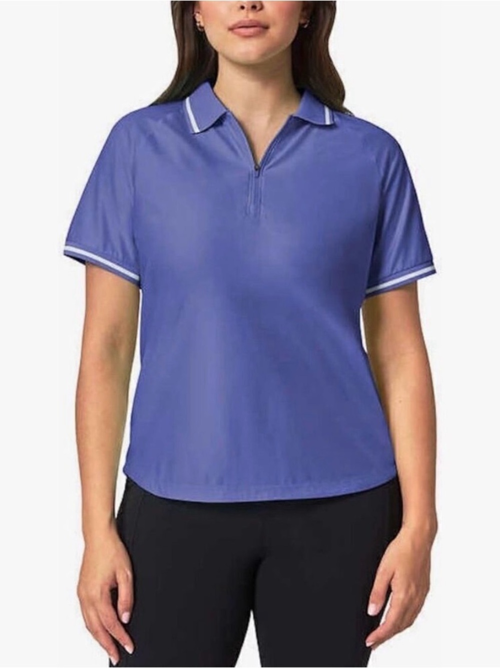 Mondetta Women's Short Sleeve Polo in Periwinkle with White Trim